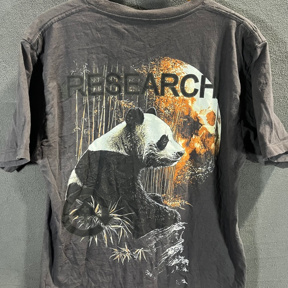 LRG Lifted Research Group Mens Large Panda Graphic T-Shirt Faded Black Tee
